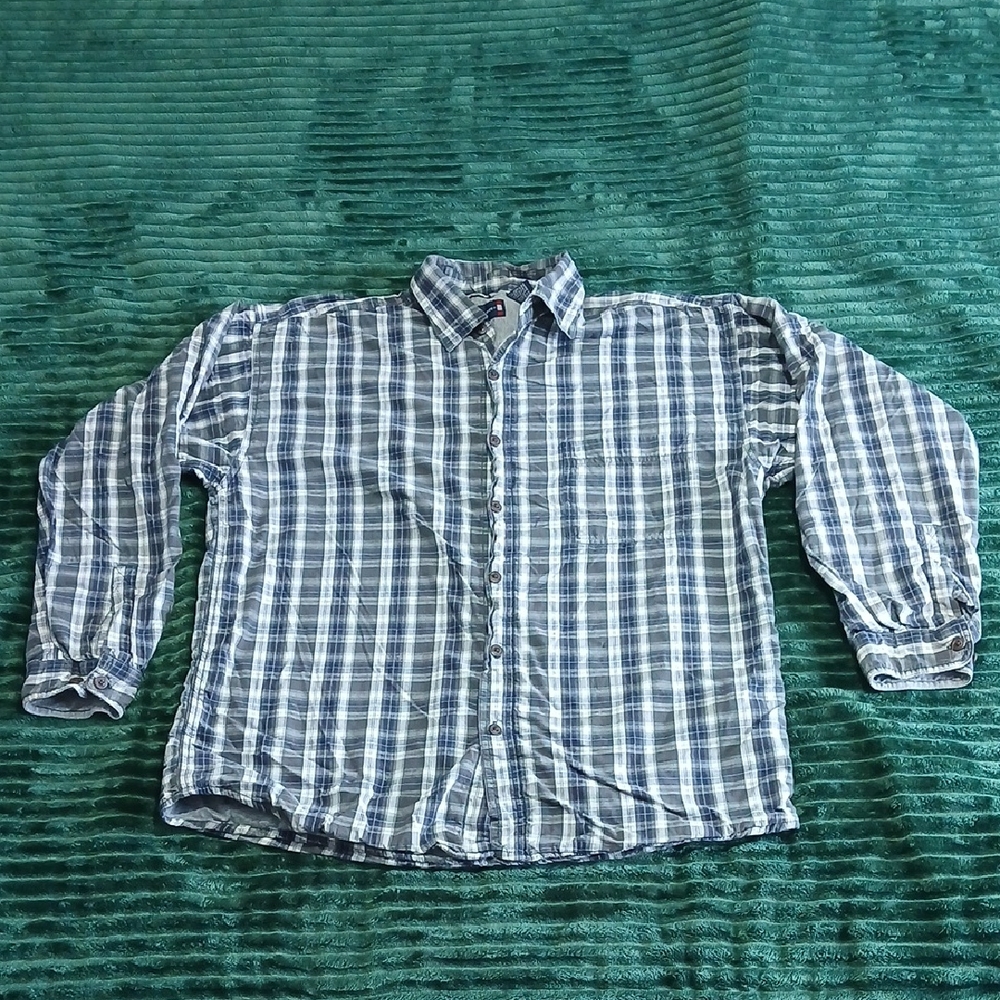Men's Blue Plaid Button-Down Shirt